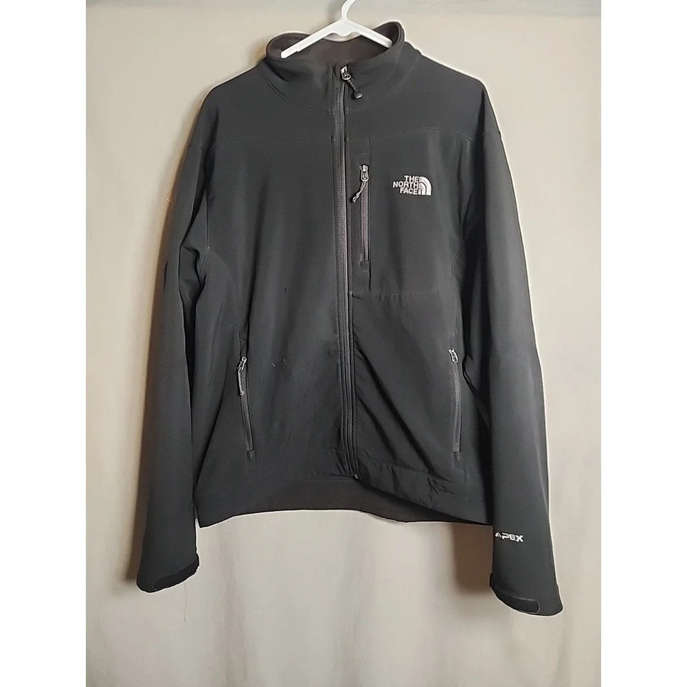 The North Face Apex Bionic Mens Large Black Softshell Windproof Jacket Fleece L